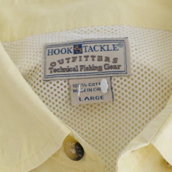 Vintage Hook & Tackle Outfitters  Technical Fishing Gear Yellow Button Up Shirt - Picture 4 of 11
